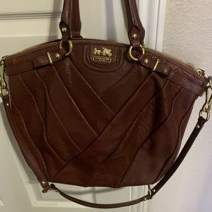 COACH TOBACCO BROWN LEATHER SHOULDER BAG TOTE